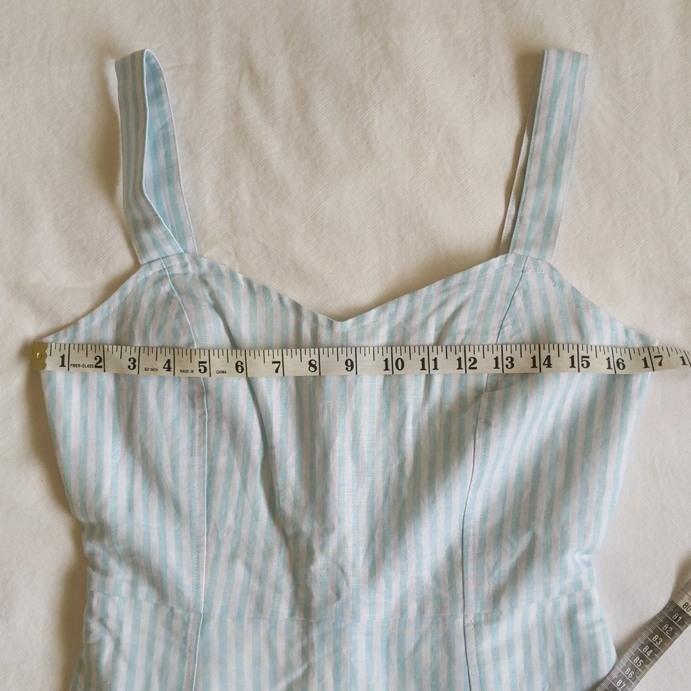 Gap NWOT Linen Cotton Seersucker Stripe Dress Pockets 0 - Picture 10 of 11
